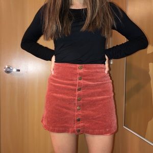 red/orange corduroy skirt